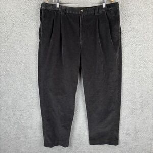 LLBean Corduroy Pants Mens 40x30 Black Pleated Comfort Stretch Waist 285260